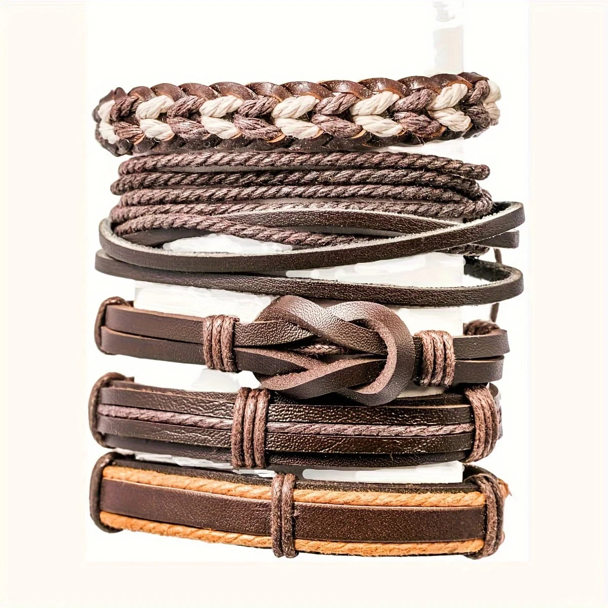 Ancient Force Bracelet Set (20 Pcs) – Handmade Leather & Wood Bead Bracelets